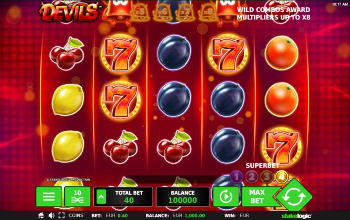 Devils video slot machine screenshot
