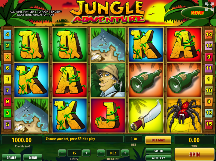 Jungle Adventure video slot machine screenshot
