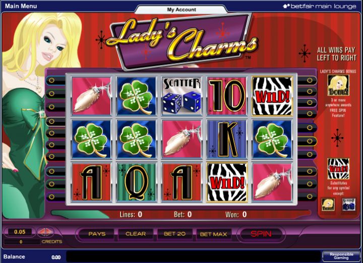 Lady's Charms video slot game screenshot