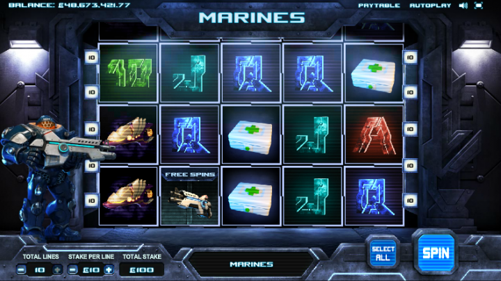 Marines video slot game screenshot