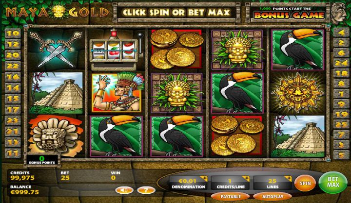 Maya Gold video slot game screenshot