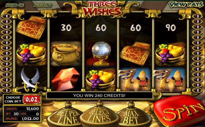 Three Wishes video slot game screenshot