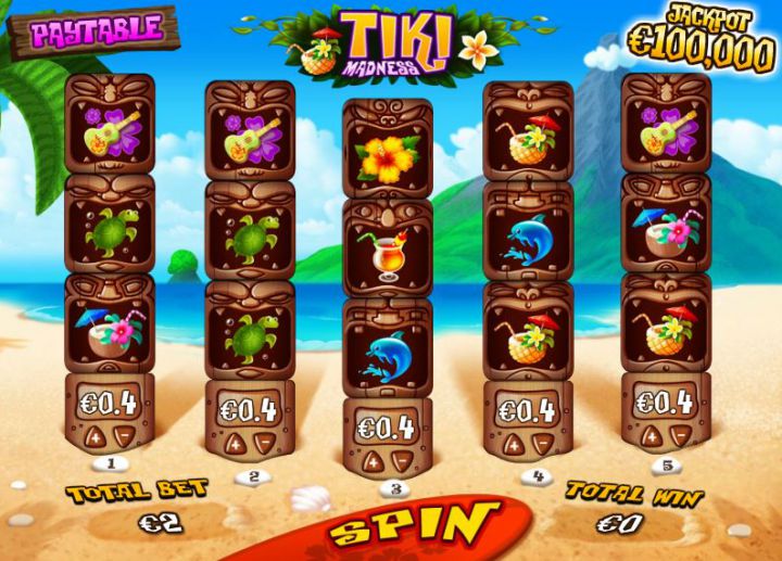 Tiki Madness video slot machine screenshot