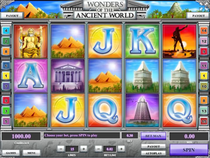 Wonders of the Ancient World video slot machine screenshot