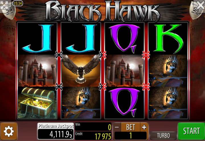 Black Hawk video slot machine screenshot