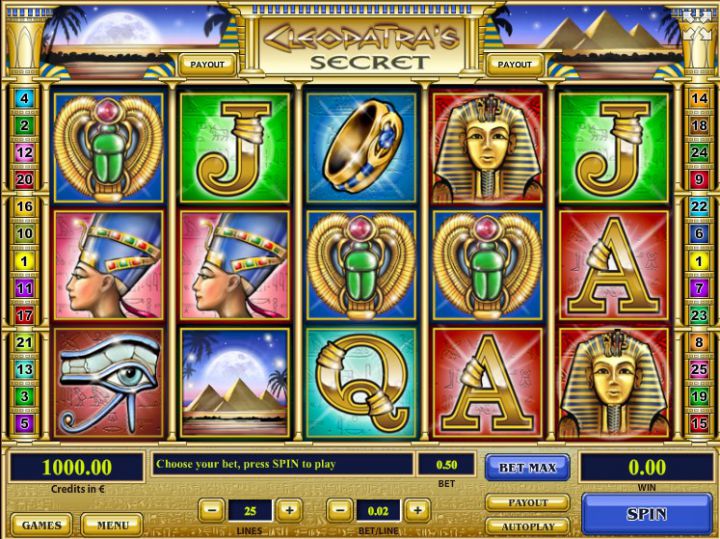 Cleopatra's Secret video slot game screenshot