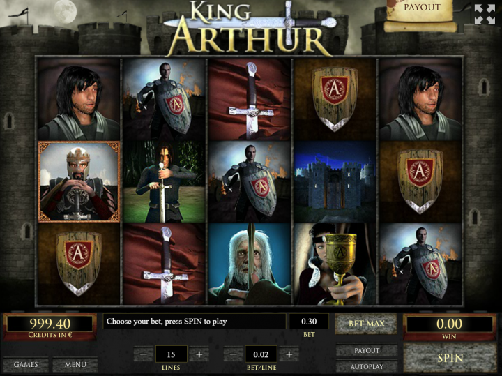 King Arthur slot machine screenshot